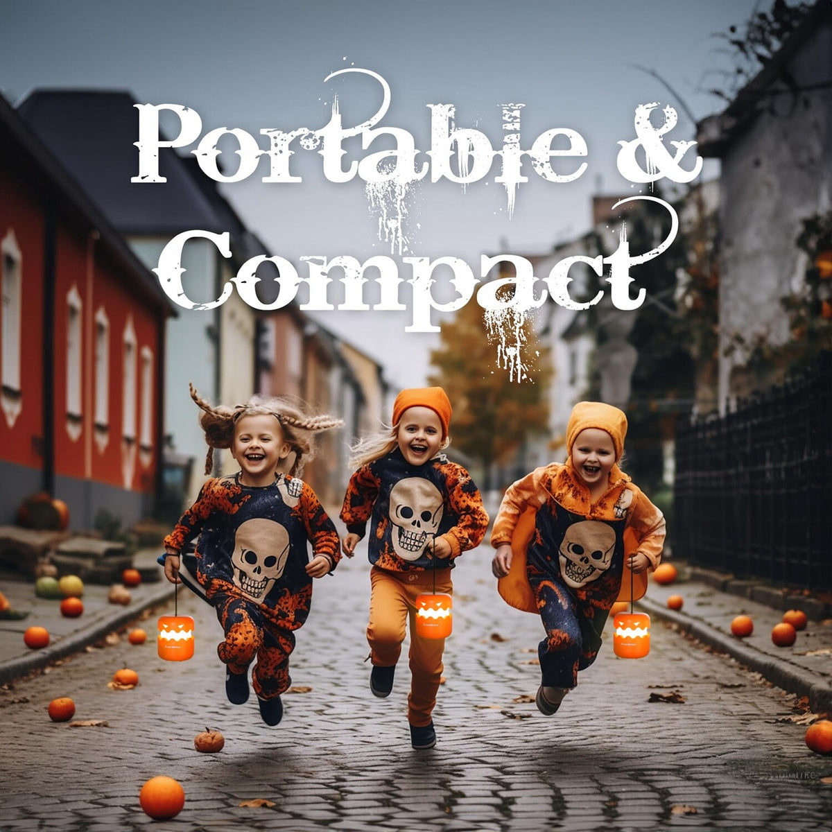Halloween Pumpkin Lantern 3-Pack Collapsible Light with Lanyard for Decorations