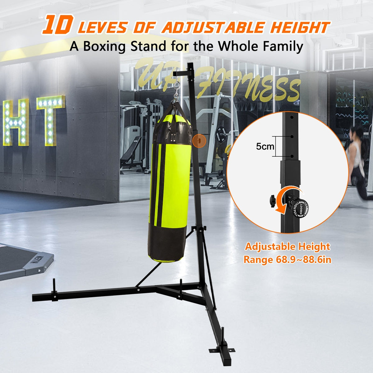 Adjustable Steel Punching Bag Stand Heavy Bag Support Fitness Equipment