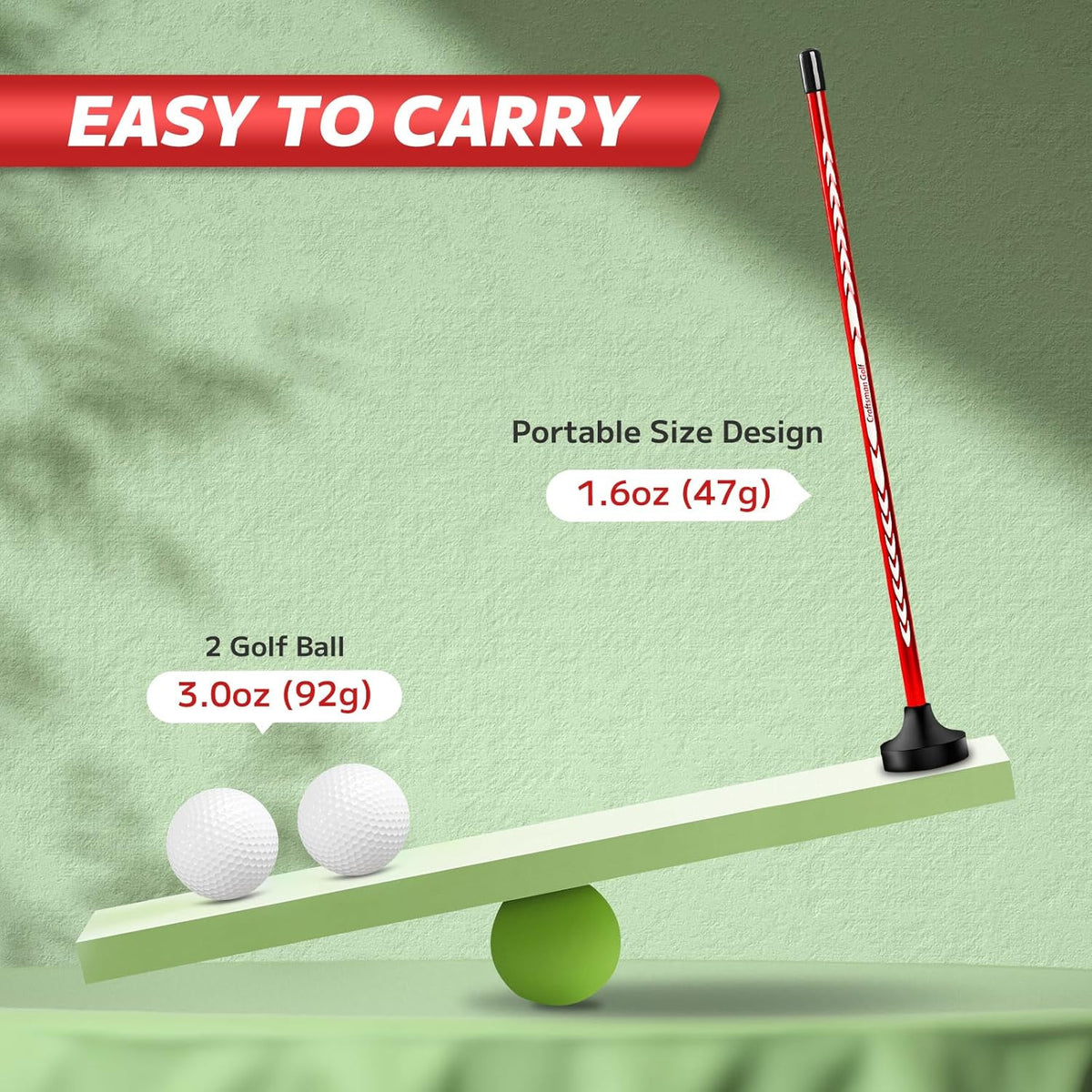 Golf Alignment Magnet Tool for Aiming and Swing Practice - Red, 10 Inch
