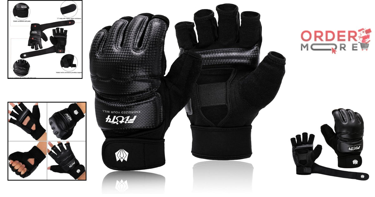 Breathable Boxing Gloves for Martial Arts Training - Faux Leather, Medium