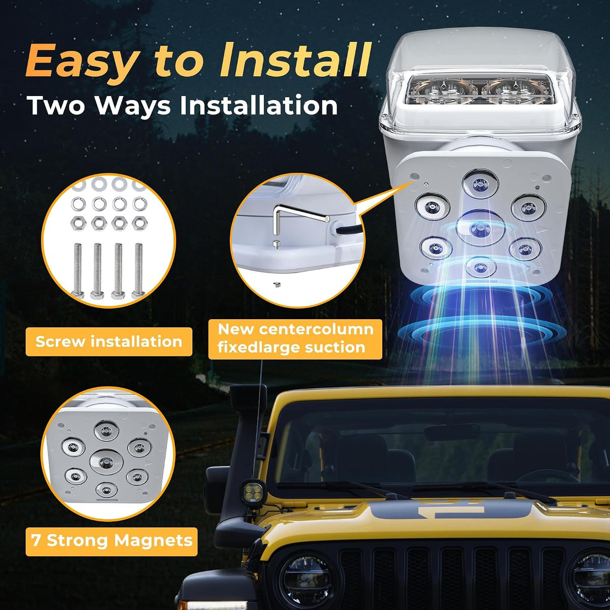 80W 5000LM LED Search Light for Trucks Marine Spotlight 360° Rotating White