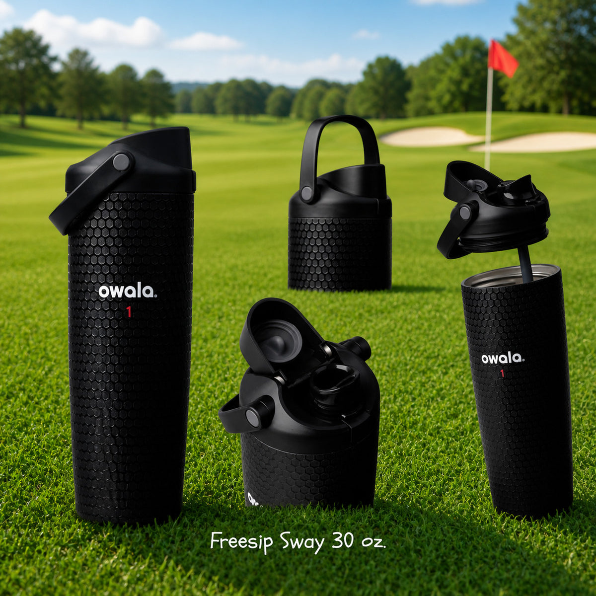 30oz Golf Water Bottle with Leak-Resistant Lid and Dual Drinking Options