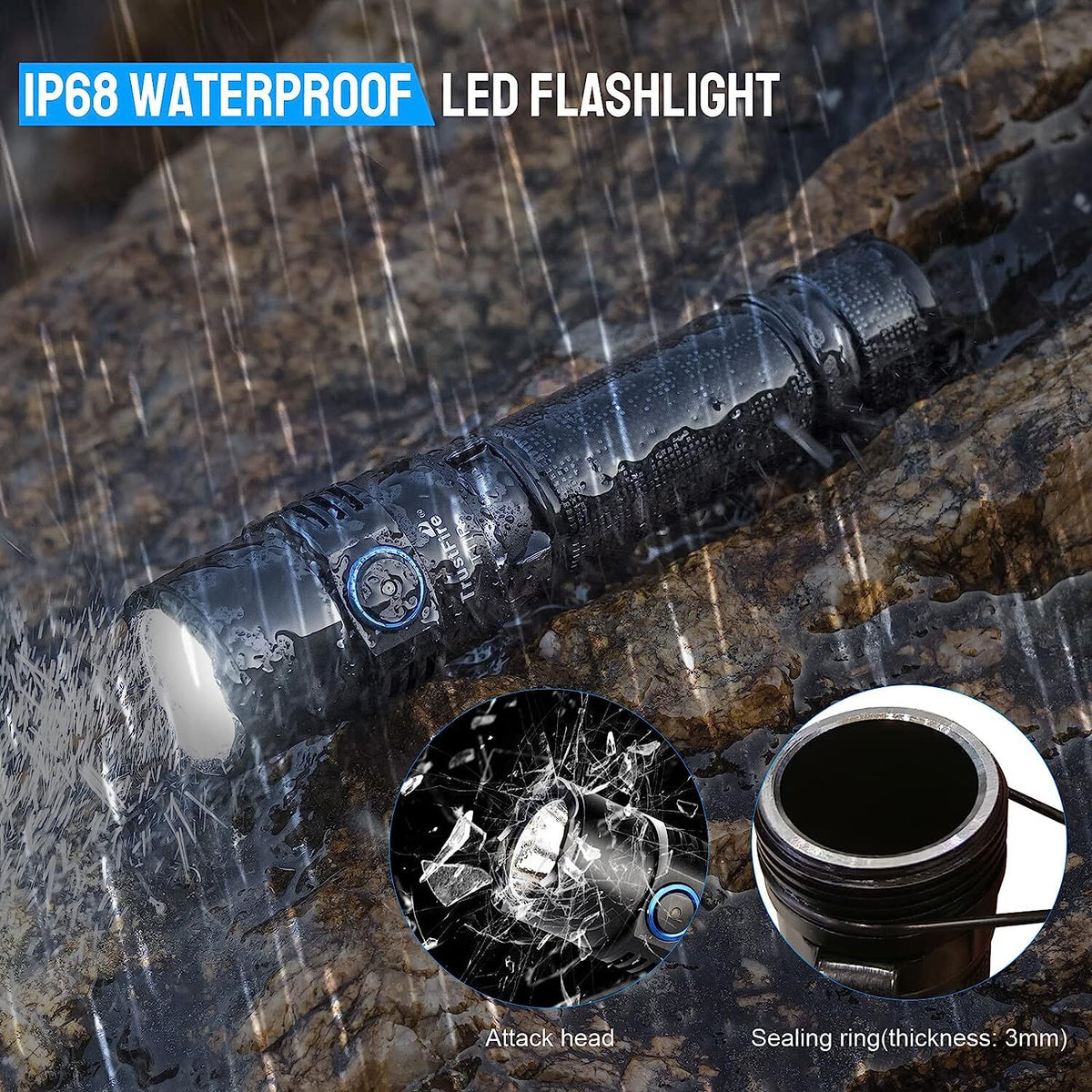 Rechargeable Tactical LED Flashlight Waterproof 1800 Lumens