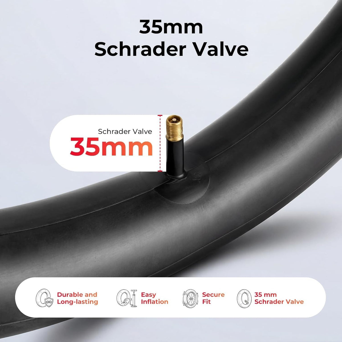 2 Pack 20-inch Bicycle Inner Tubes with Schrader Valve for City & Commuter Bikes