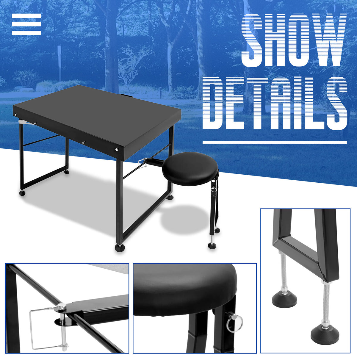 Portable Adjustable Shooting Table with Padded Seat for Outdoor Hunting