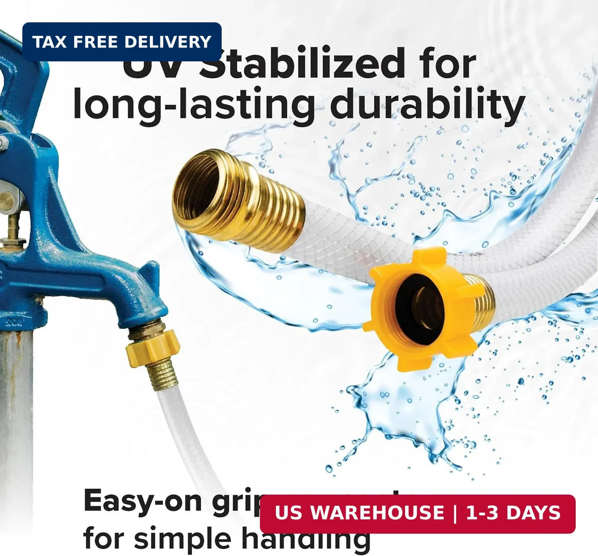 50 Ft RV Drinking Water Hose - Lead-Free, BPA-Free, Reinforced PVC