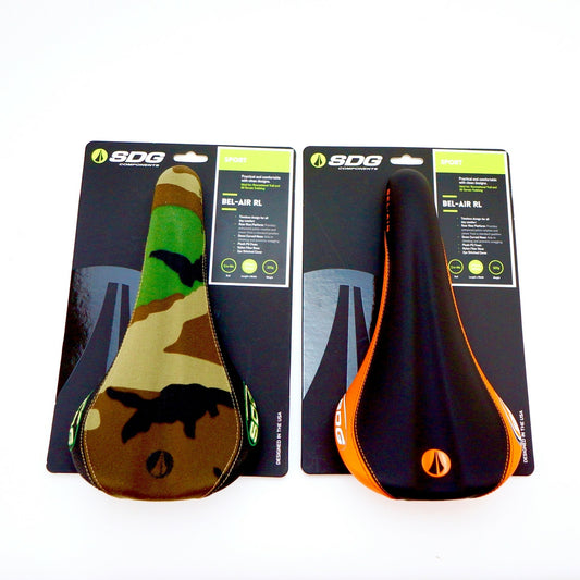Cro-Mo Bicycle Saddle for Road and MTB Bikes - Bel-Air RL 270x140mm Orange/Army Camo