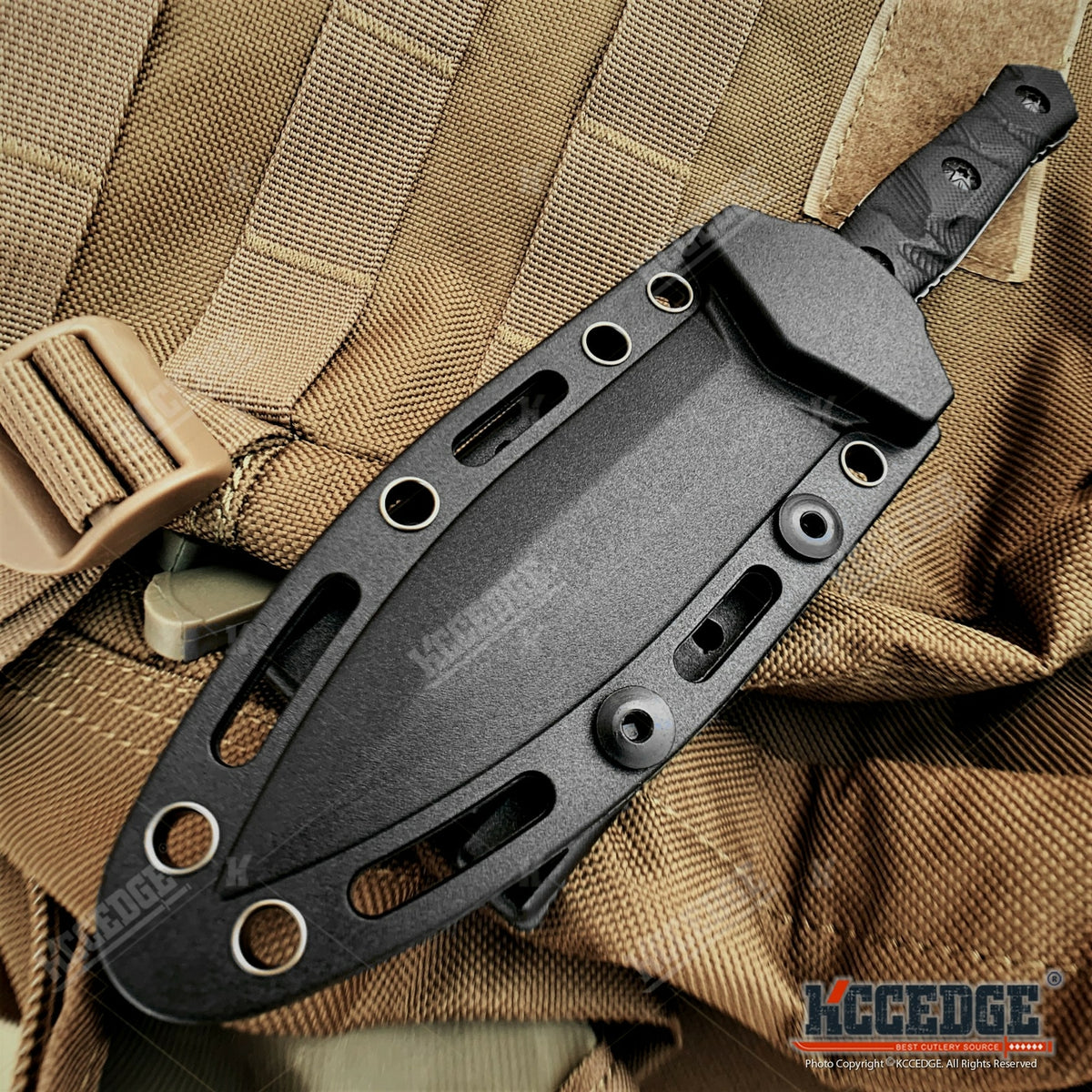 8-Inch Tactical Fixed Blade Knife with G10 Handle and Molle Kydex Sheath
