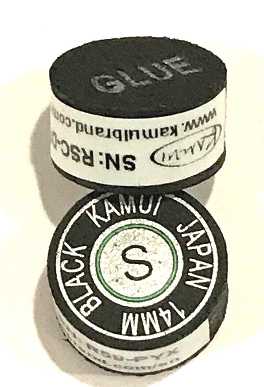 Kamui Black Pool Cue Tip Soft - 14mm, 100% Pigskin Leather