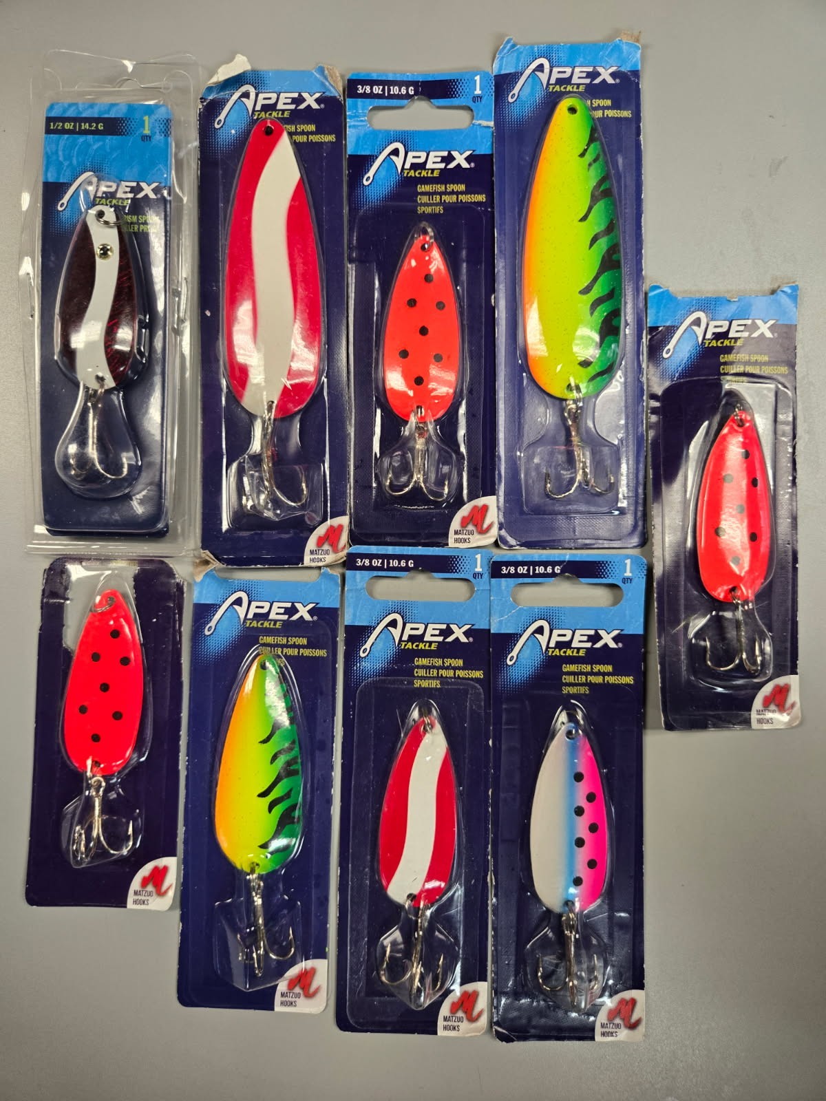 9-Apex Spoon Lures Set of 9 for Freshwater Fishing - Fish-Shaped Bait