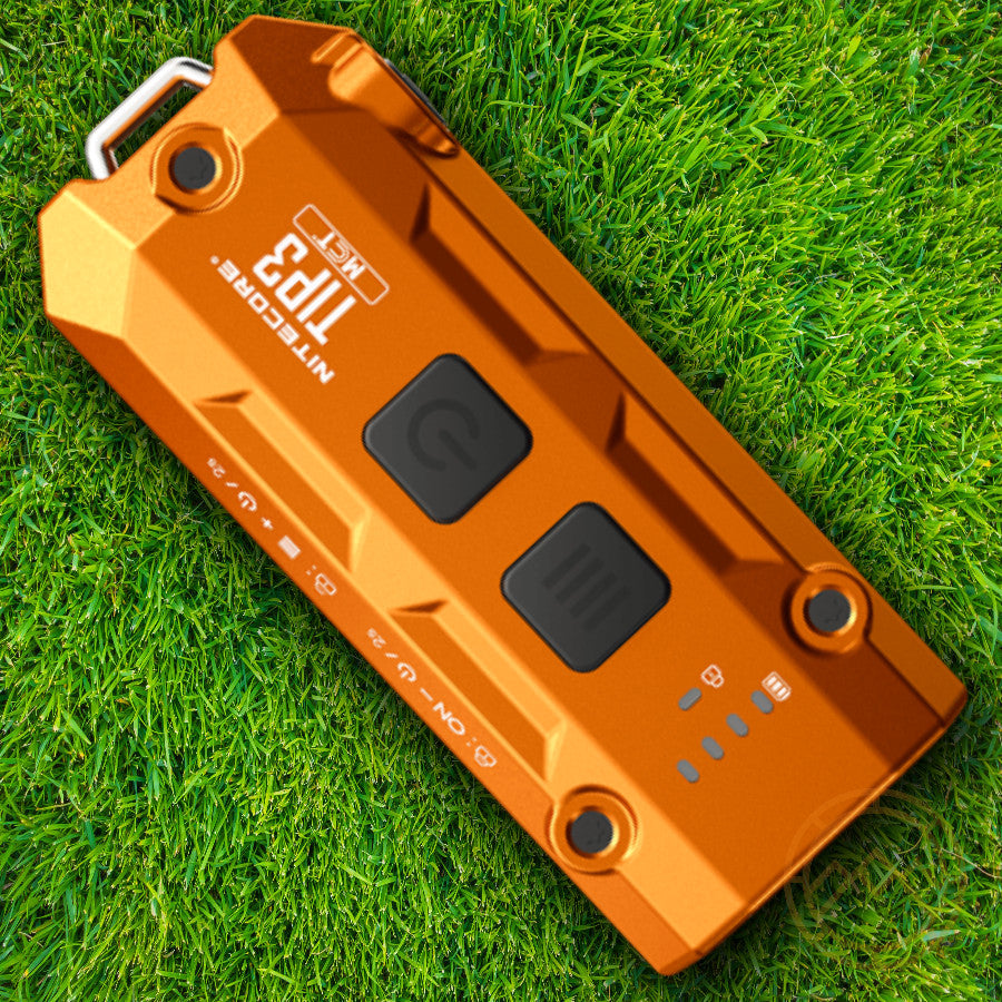 Rechargeable Orange Keychain Light with Water & Impact Resistance - LED Clip
