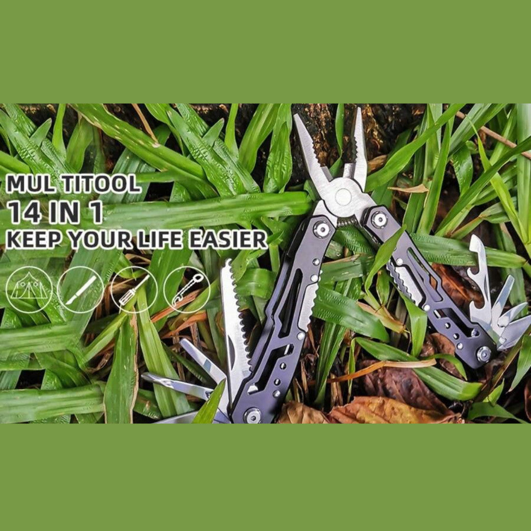 14-in-1 Mini Multi Tool Pliers Keychain Camping EDC Stainless Steel