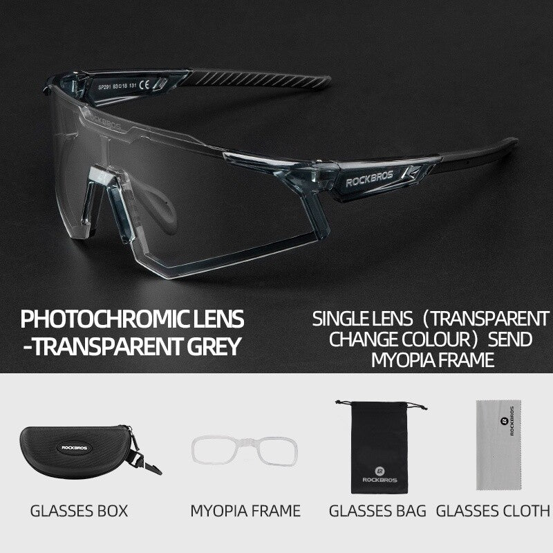 Cycling Goggle with Photochromic & Polarized Lenses for Road & Mountain Biking