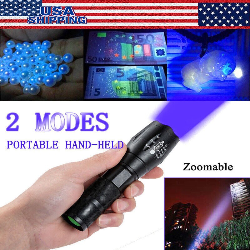 UV Flashlight Black Light 120000lm Handheld Torch Waterproof UV Lamp