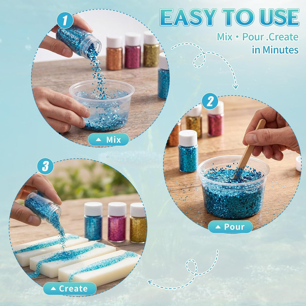 12 Colors Glitter Flakes for Lure Making - Fishing Tackle Embellishments