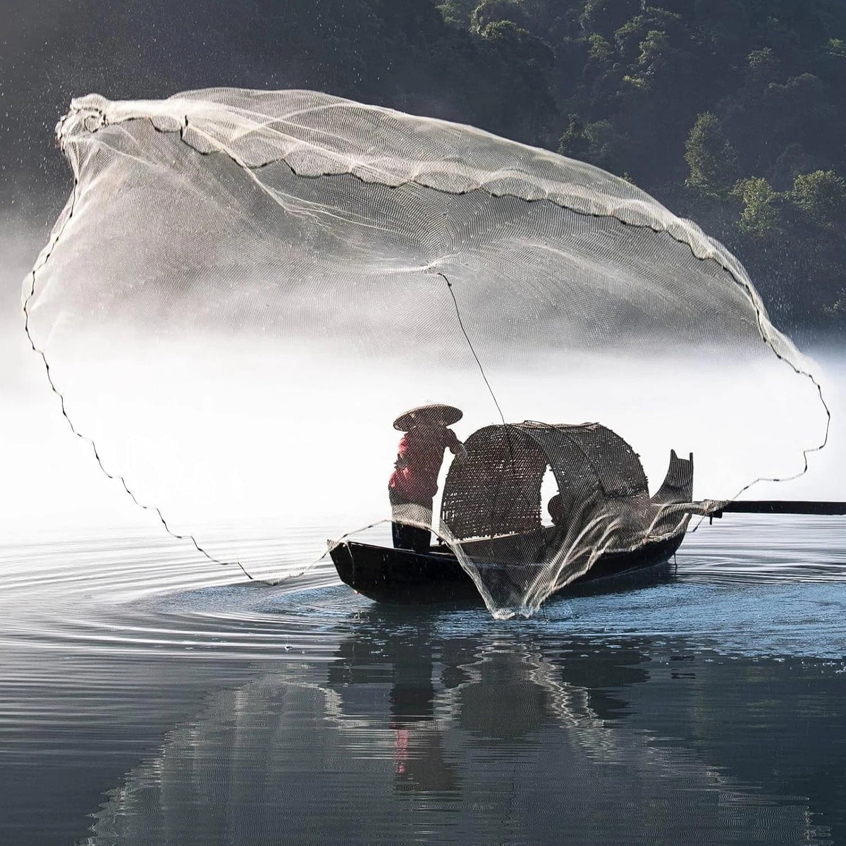 8 Ft Cast Net for Fishing with Sinker Nylon Monofilament - Easy Throw Bait Net