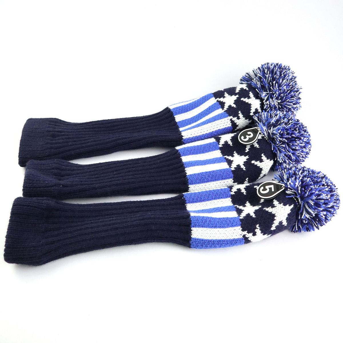 3-Piece Knitted Golf Club Head Cover Set for Fairway Woods & Drivers