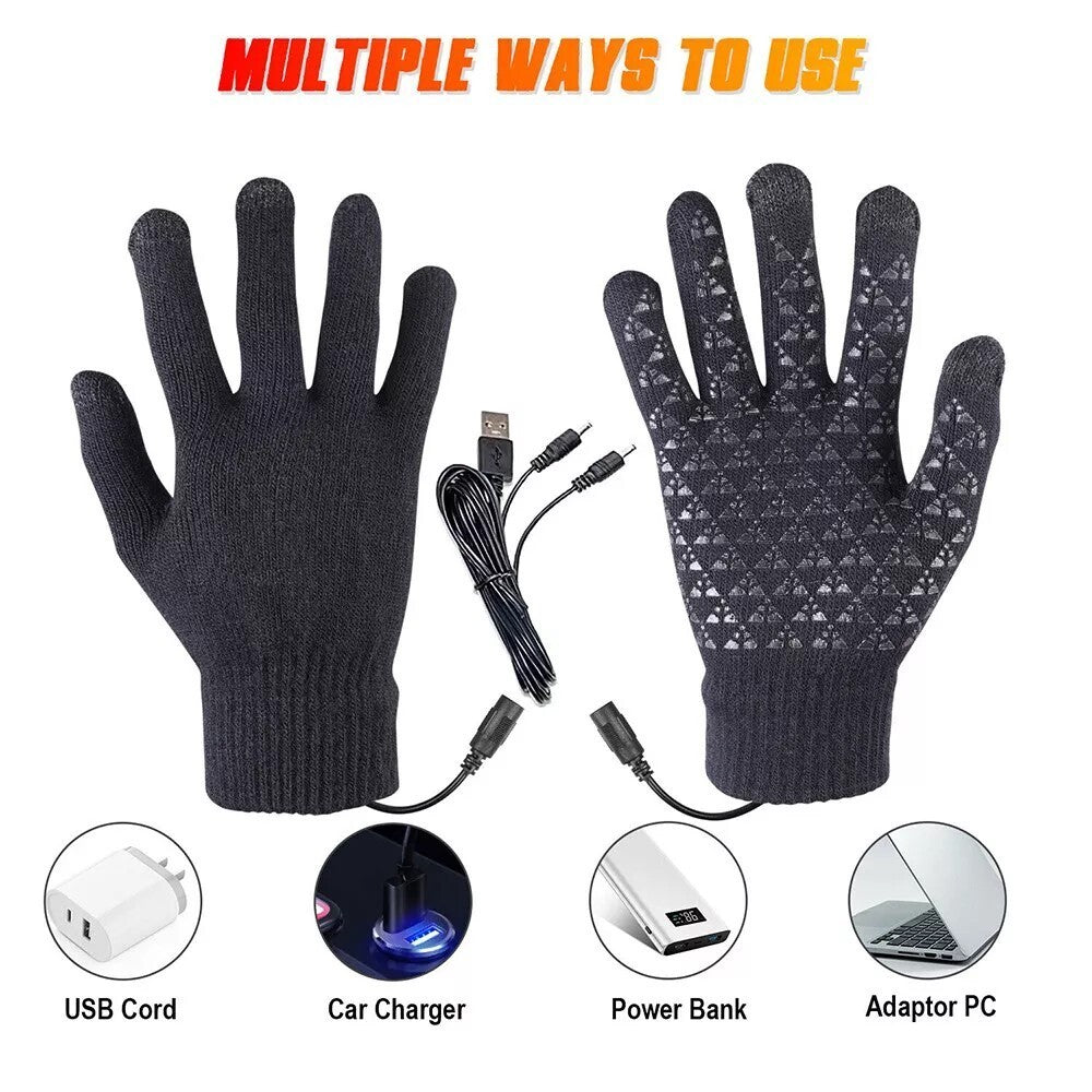 Rechargeable Heated Gloves for Winter Outdoor Activities - Windproof, Touchscreen Compatible