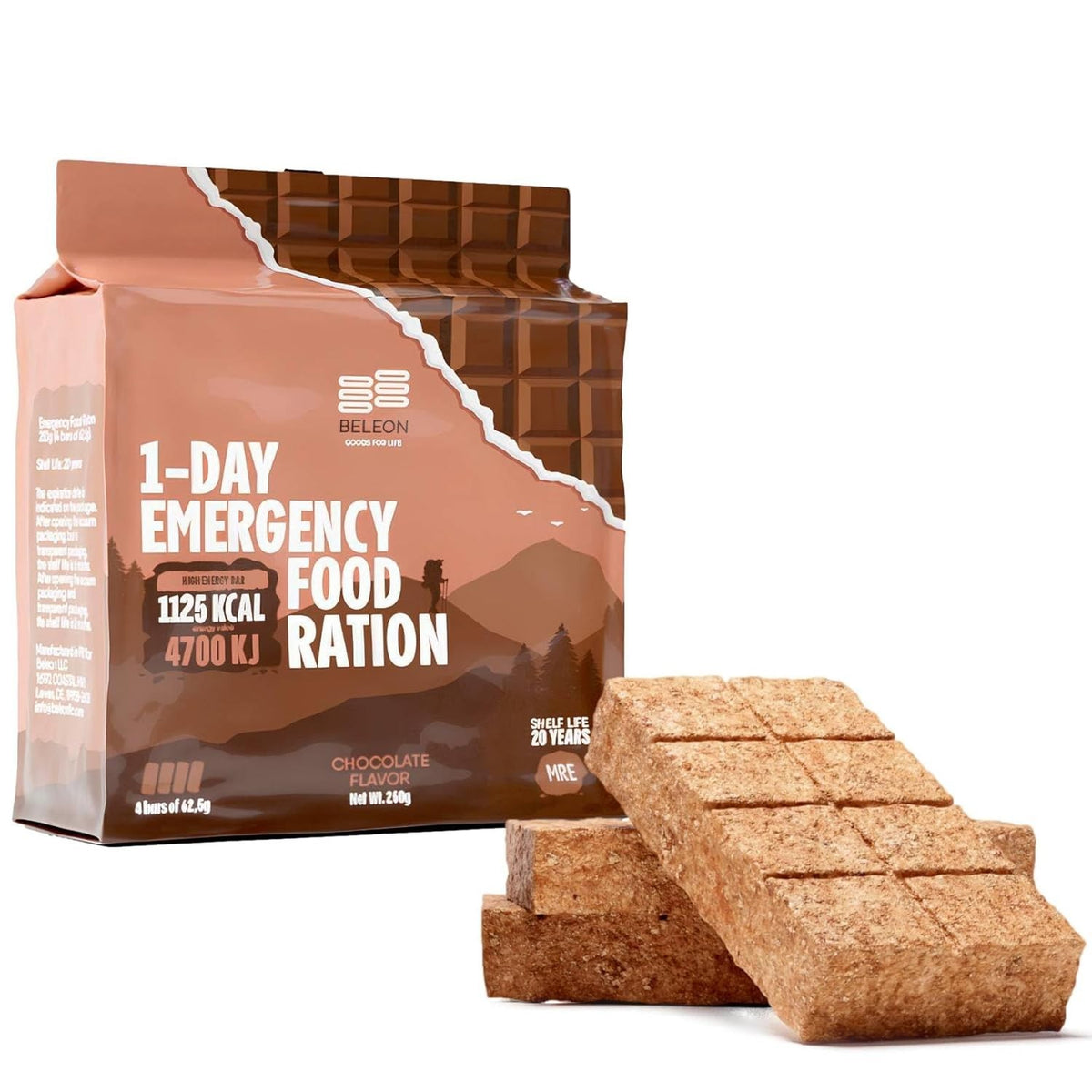 Emergency Food Supply - Chocolate Survival Ration with 20-Year Shelf Life