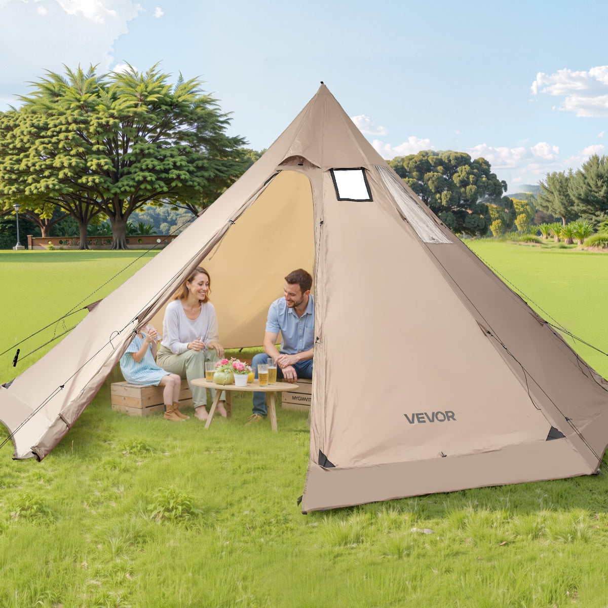 Portable Hot Tent with Stove Jack for Camping 4-6 Persons Waterproof Durable