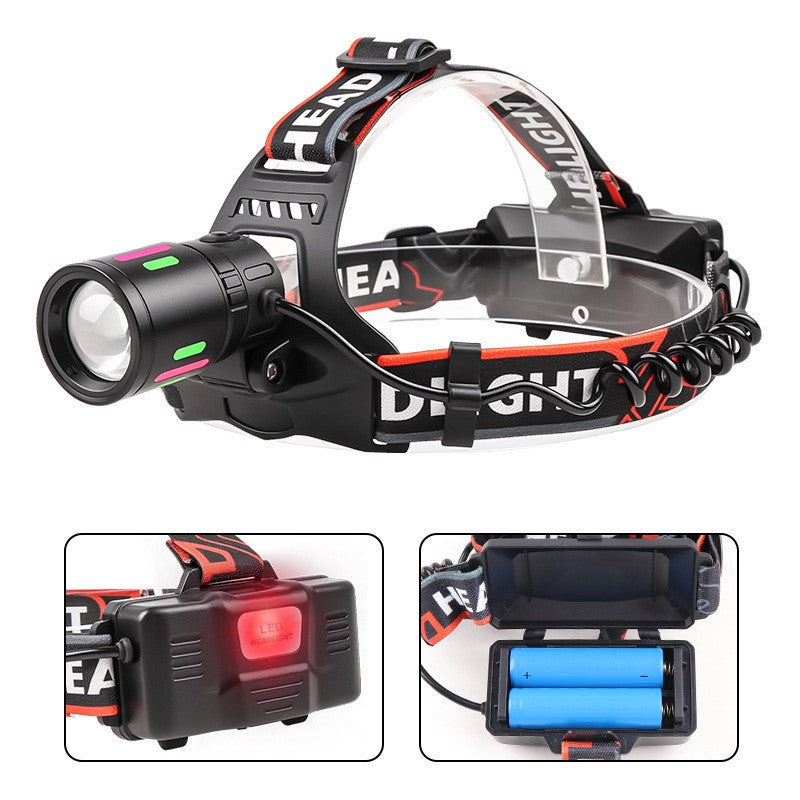 Super Bright LED Headlamp with Rechargeable Batteries and Focus Adjustable for Camping Fishing Hiking