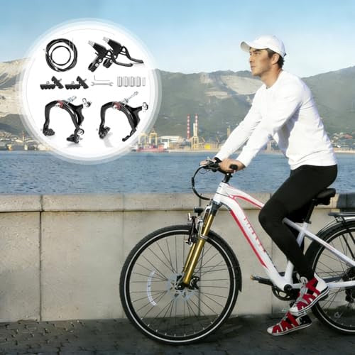 Bike Brake Set with C Calipers, Cables, Levers & Pads - Front & Rear