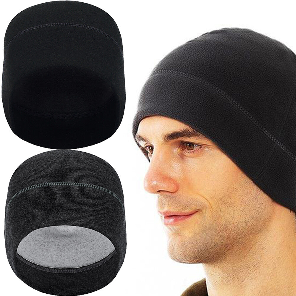 Men's Windproof Thermal Fleece Beanie Hat - Winter Skull Cap for Sports & Outdoor Activities