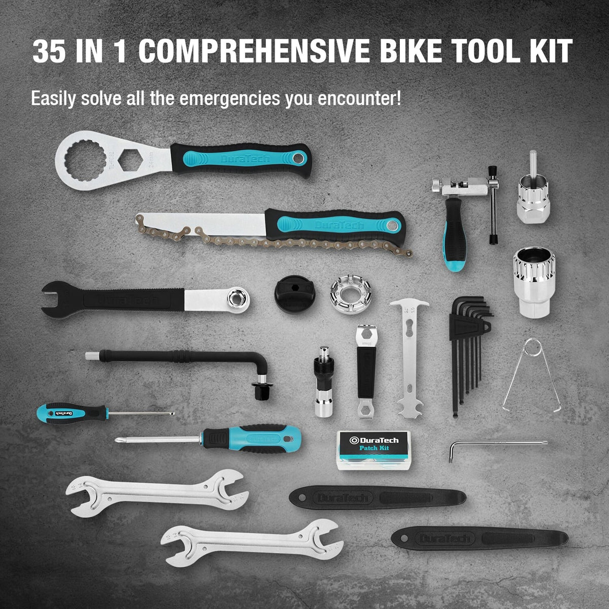 35-Piece Bicycle Repair Kit with Tools and Case for All Bike Types
