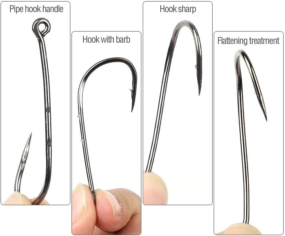 600 Pcs Barbed Single Fish Hooks for Carp Fishing - Sizes 3#-12#