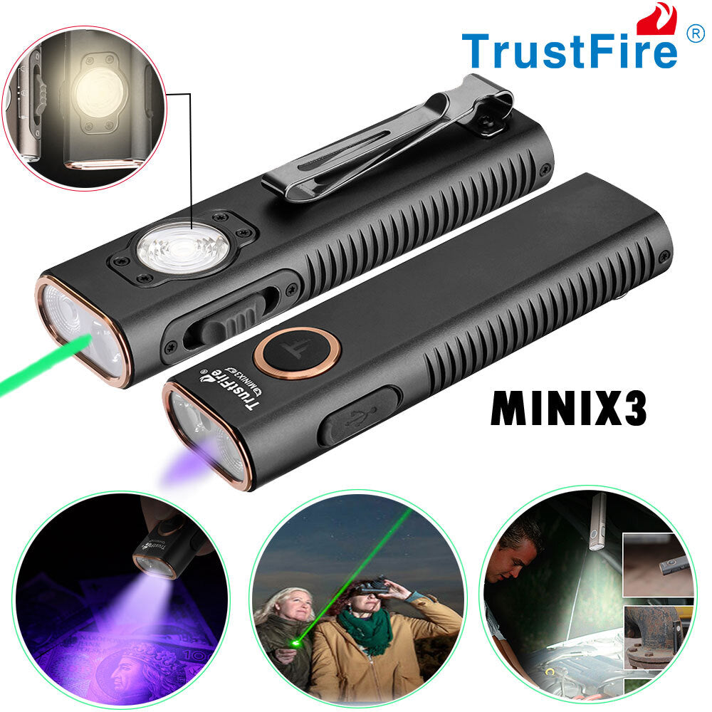 TrustFire 1050 Lumens LED Flashlight with UV Floodlight and Laser - Multiple Colors