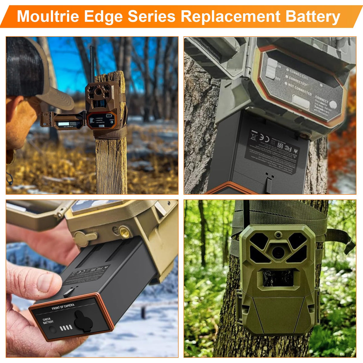 4Pack 8000mAh Rechargeable Battery for Moultrie Cellular Trail Cameras EDGE Series