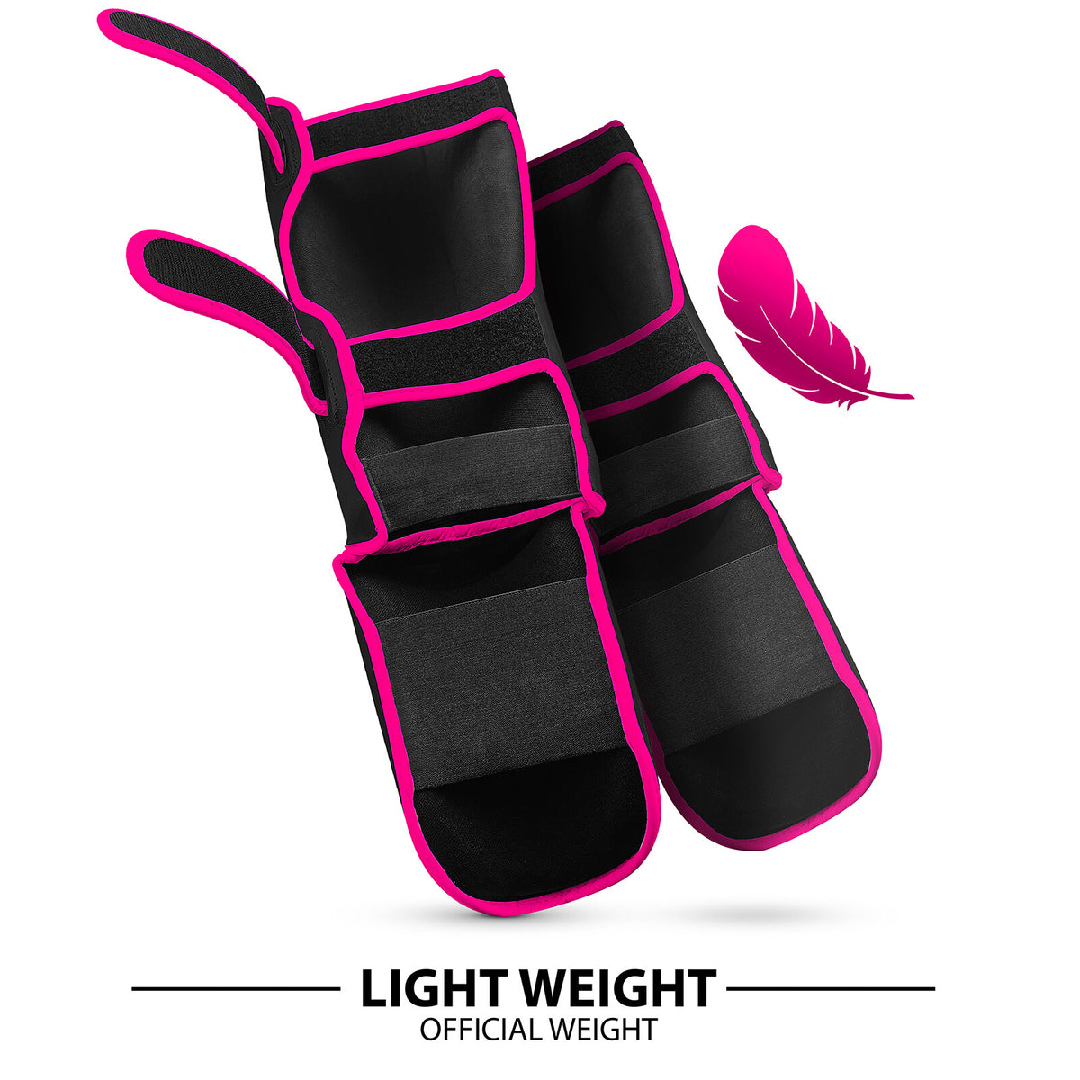 MMA Shin Guards with Foot Instep Protectors for Kickboxing & Martial Arts - Pink