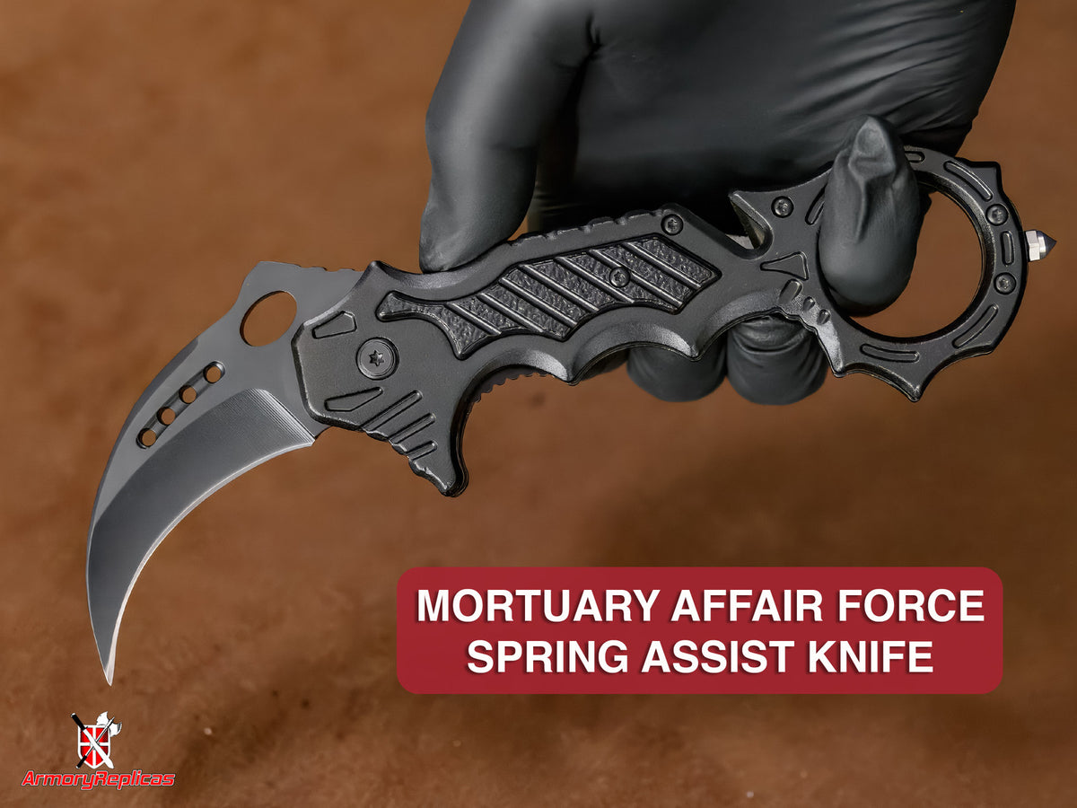 Tactical Karambit Knife with Spring Assist & Emergency Features