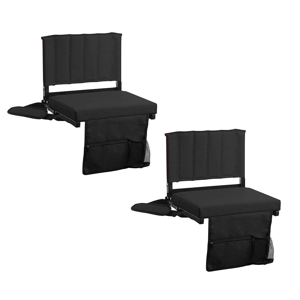 Padded Stadium Seat with Back Support, Cup Holder, Shoulder Strap