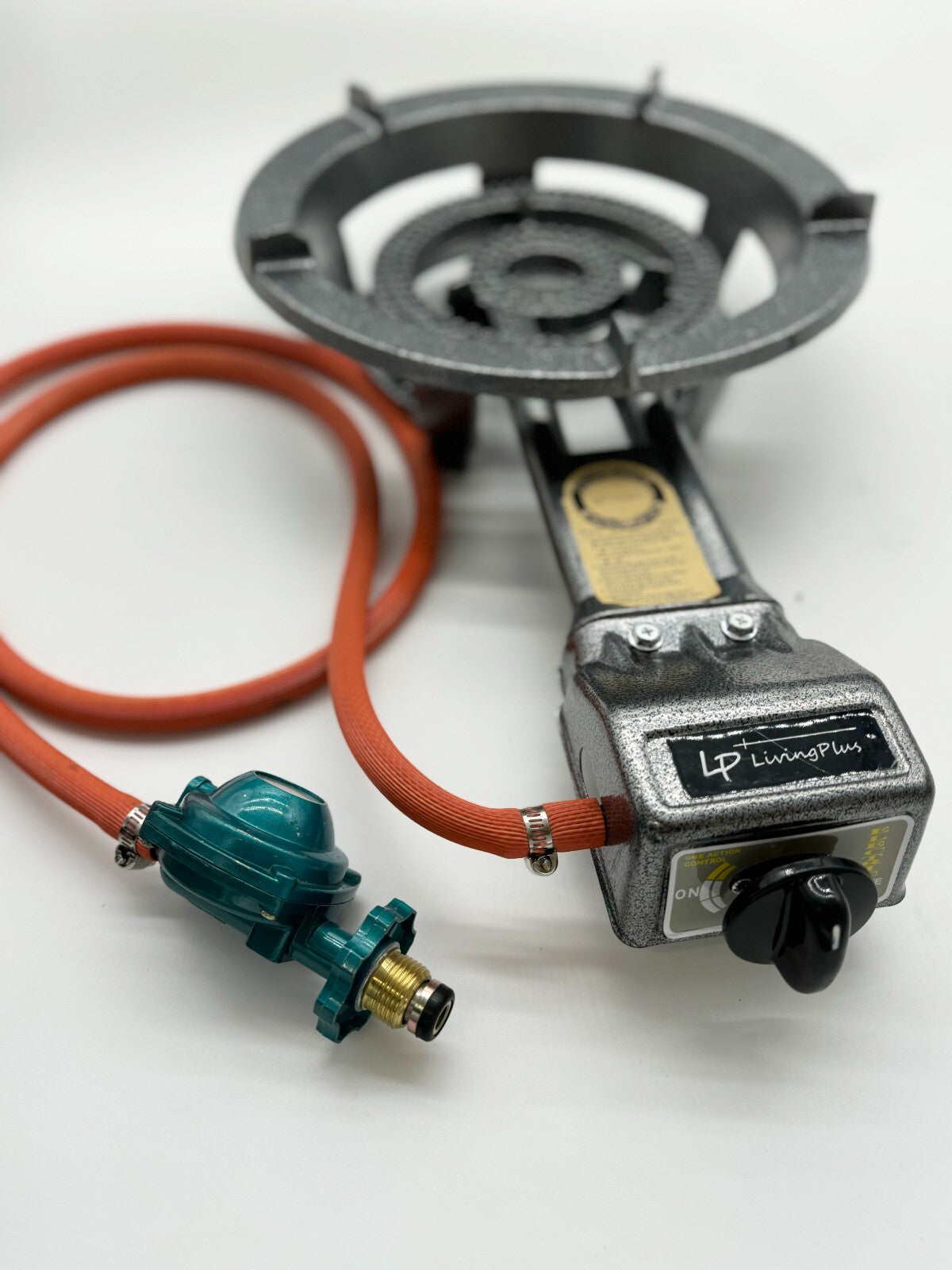 Heavy Duty Cast Iron Propane Single Burner Grill 28,000 BTU Auto Ignition 6ft Hose