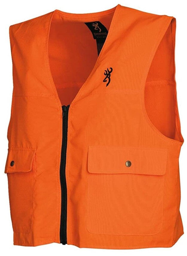 Hunting Safety Vest with Pockets and Blaze Orange Visibility - Adult Sizes