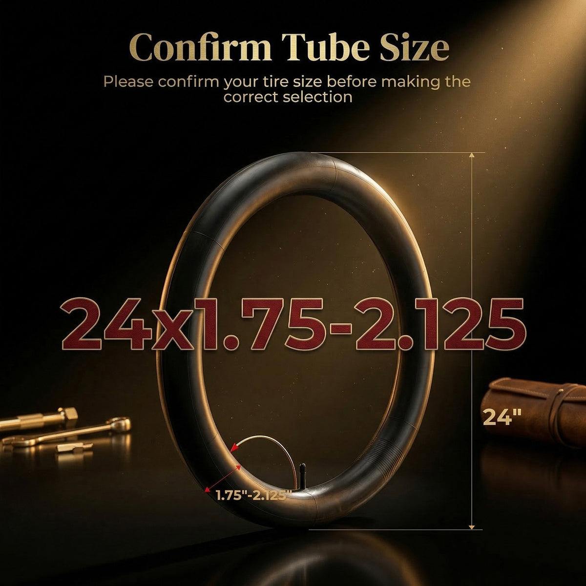 24-Inch Bike Inner Tubes Set - 2 Pack with Tire Levers, Schrader Valve