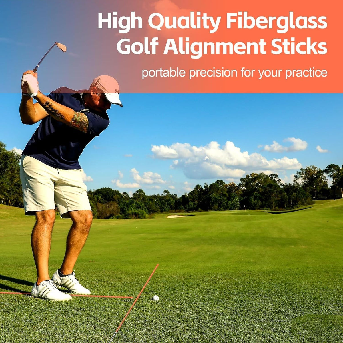 Golf Alignment Sticks 3 Pack - 48-Inch Practice & Training Rods