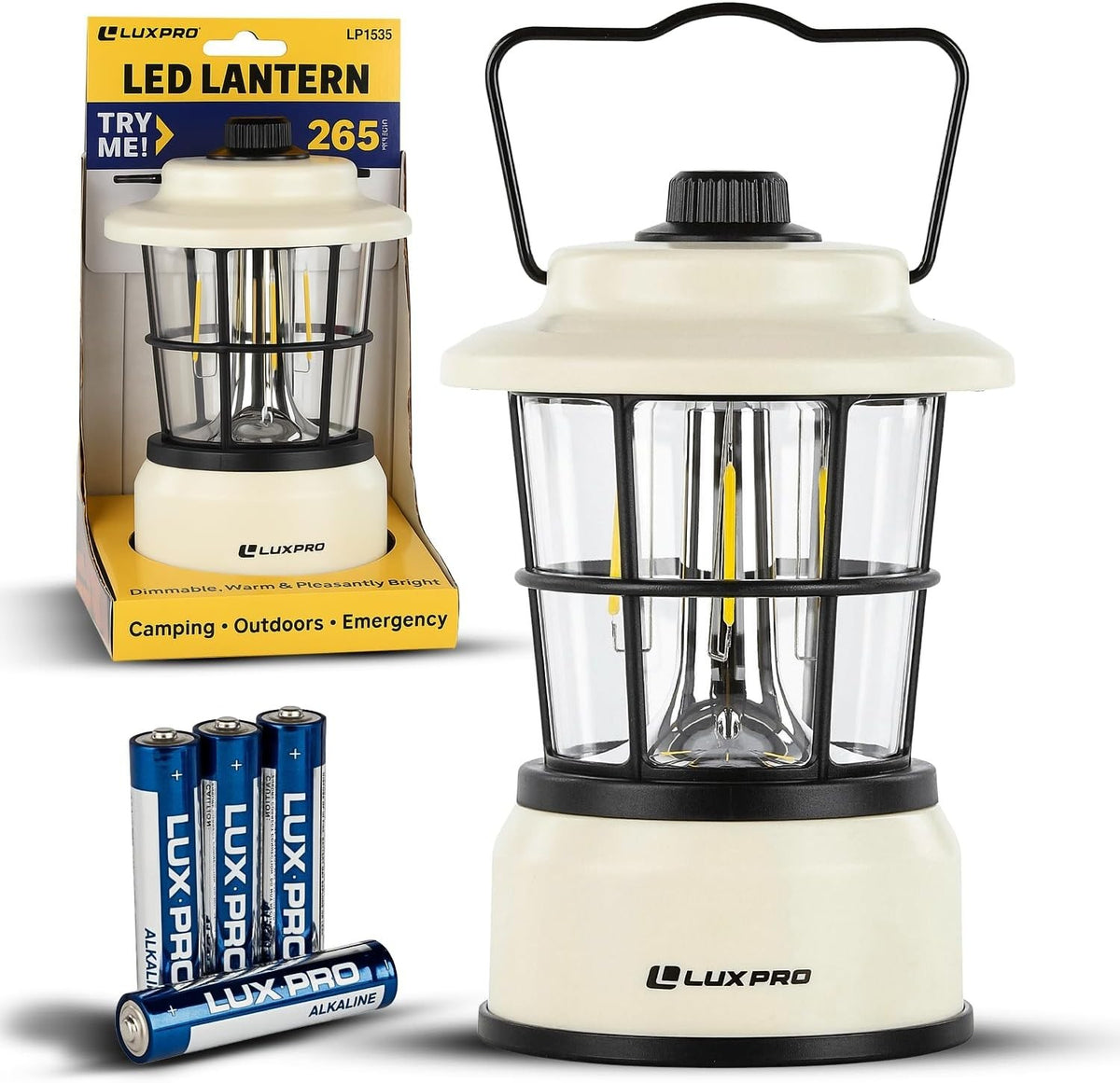 LED Camping Lantern Battery-Powered Emergency Water-Resistant Light