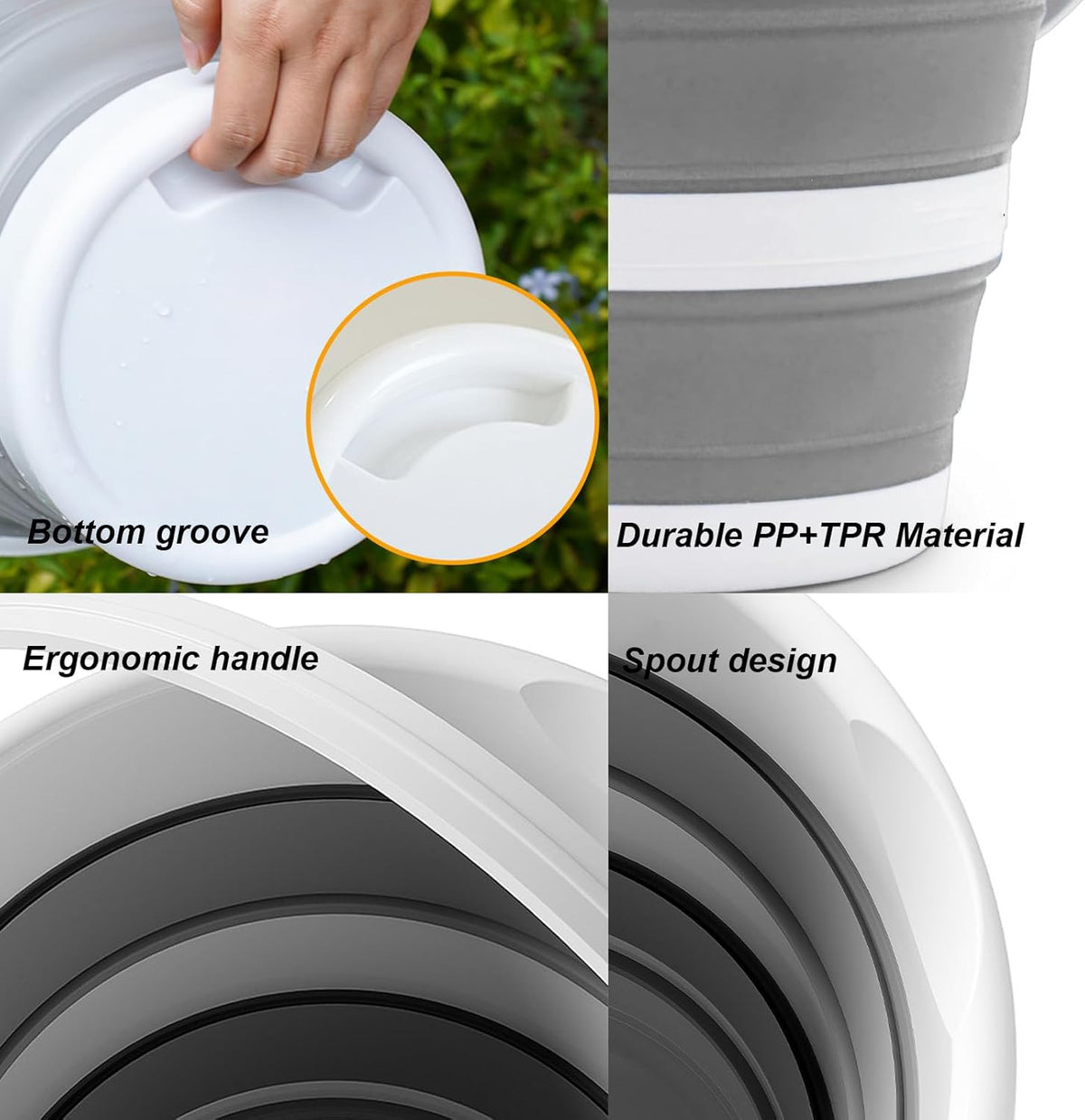 Foldable 1.3 Gallon Water Bucket for Cleaning Camping & Outdoor Use