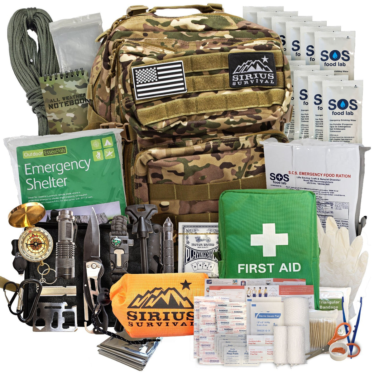 Emergency Survival Bug Out Bag Kit for 1-2 People with Backpack