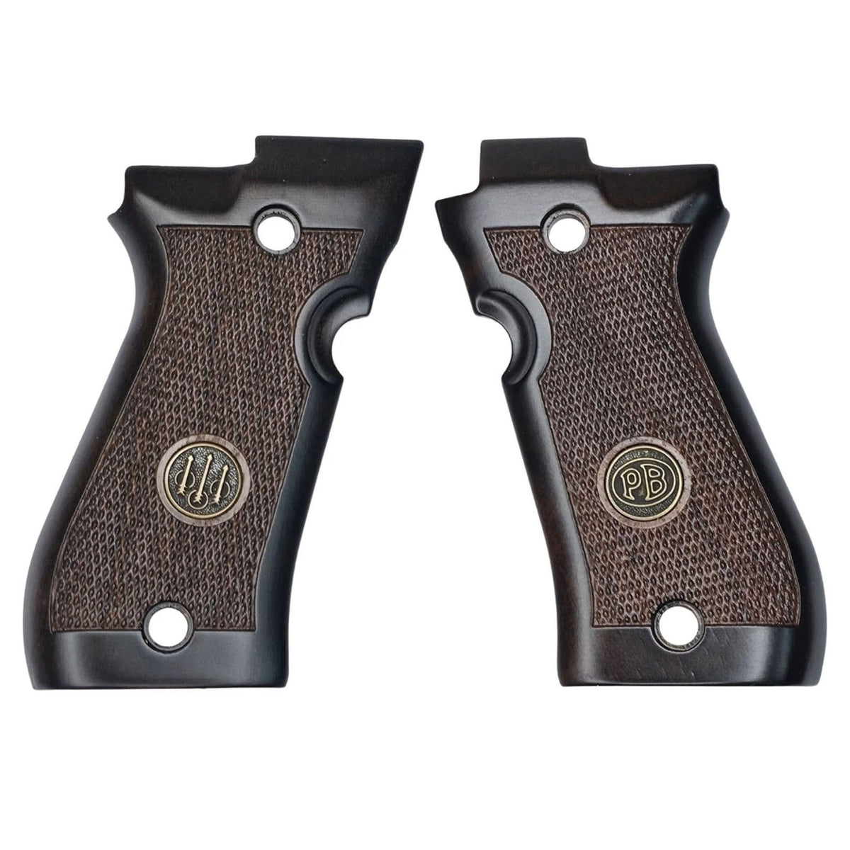 Beretta 84F Wooden Pistol Grips Walnut Checkered Replacement Set
