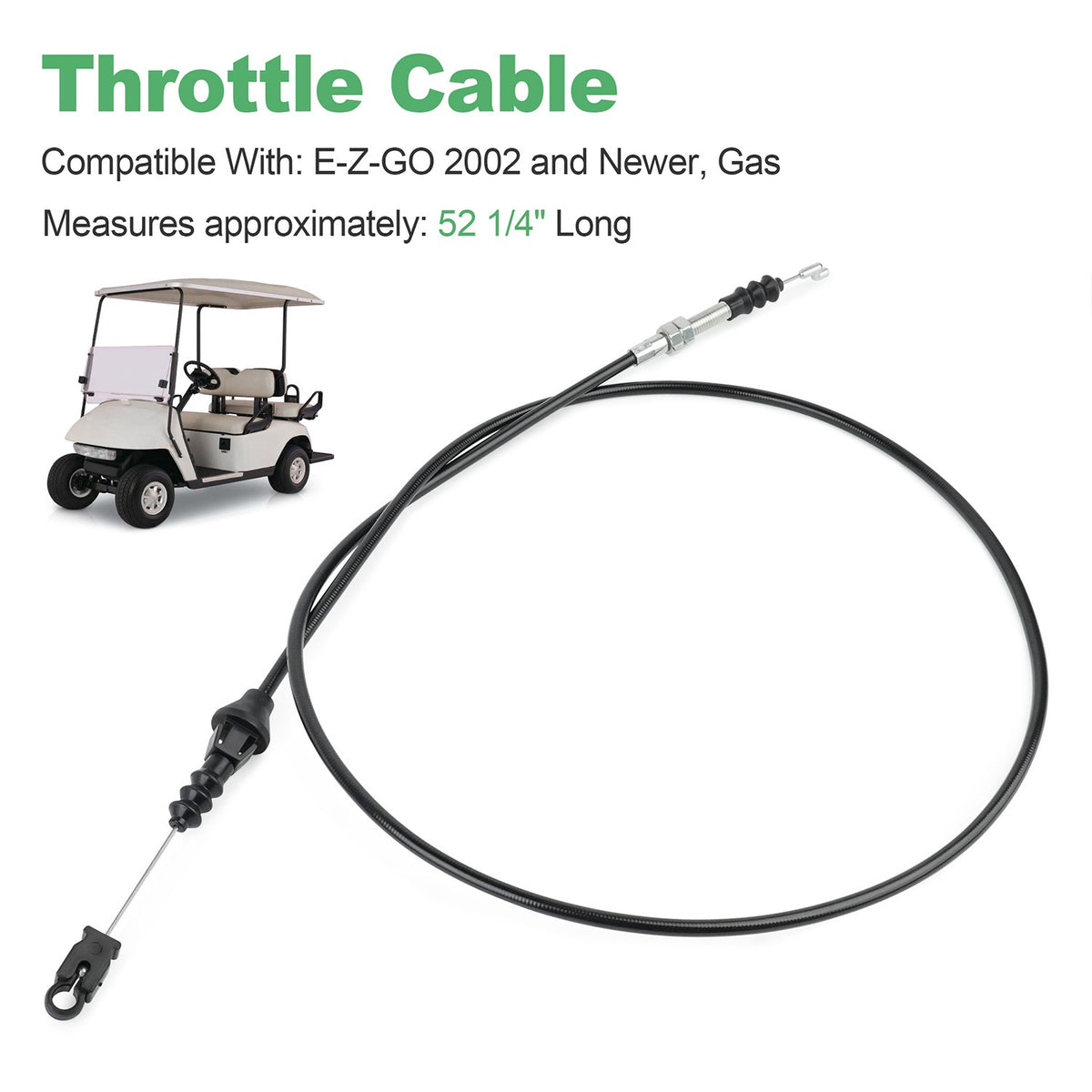 52 1/4-Inch Throttle Cable for E-Z-GO Gas Vehicles 2002+ - Governor to Carburetor