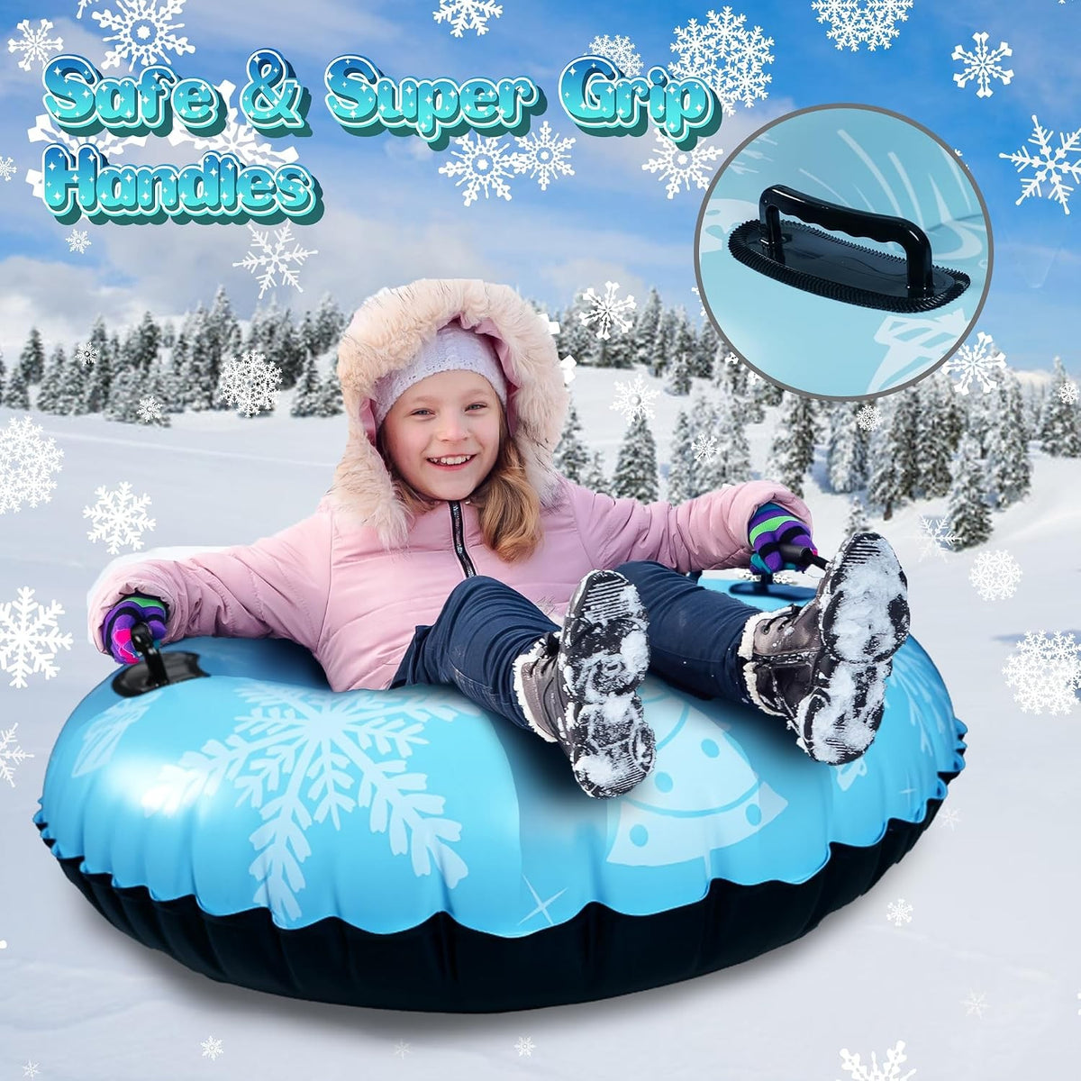 Heavy Duty Inflatable Snow Tubes for Kids and Adults - Winter Sleds