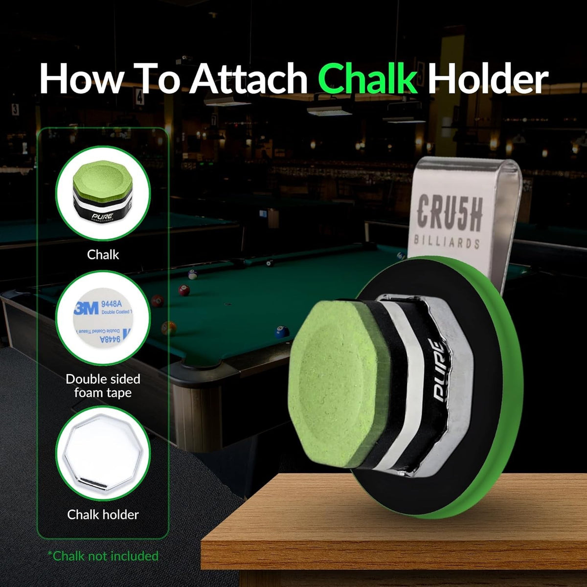 Ultra-Grip Magnetic Chalk Holder Clip Belt Clip for Billiards – 3-in-1, Neodymium Magnet