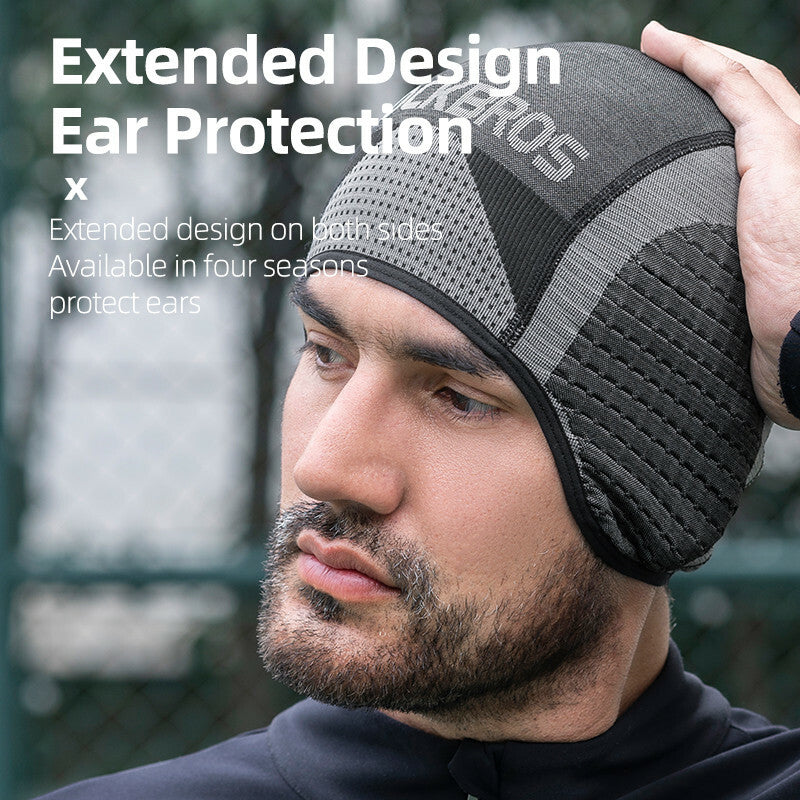Winter Cycling Skull Cap with Earflaps - Thermal Helmet Liner for Men and Women