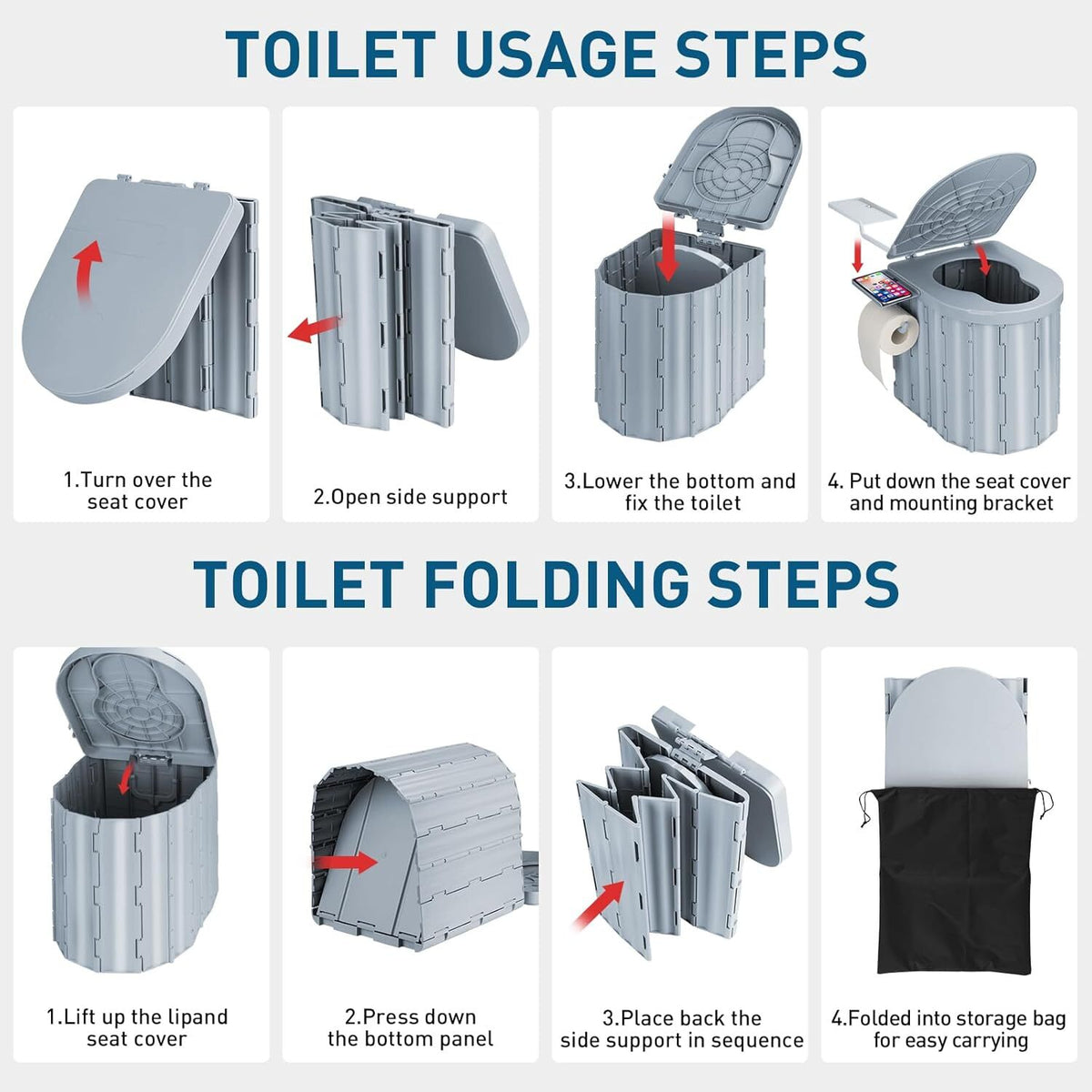 Portable Camping Toilet with Pop-Up Privacy Tent Folding Camp Bathroom