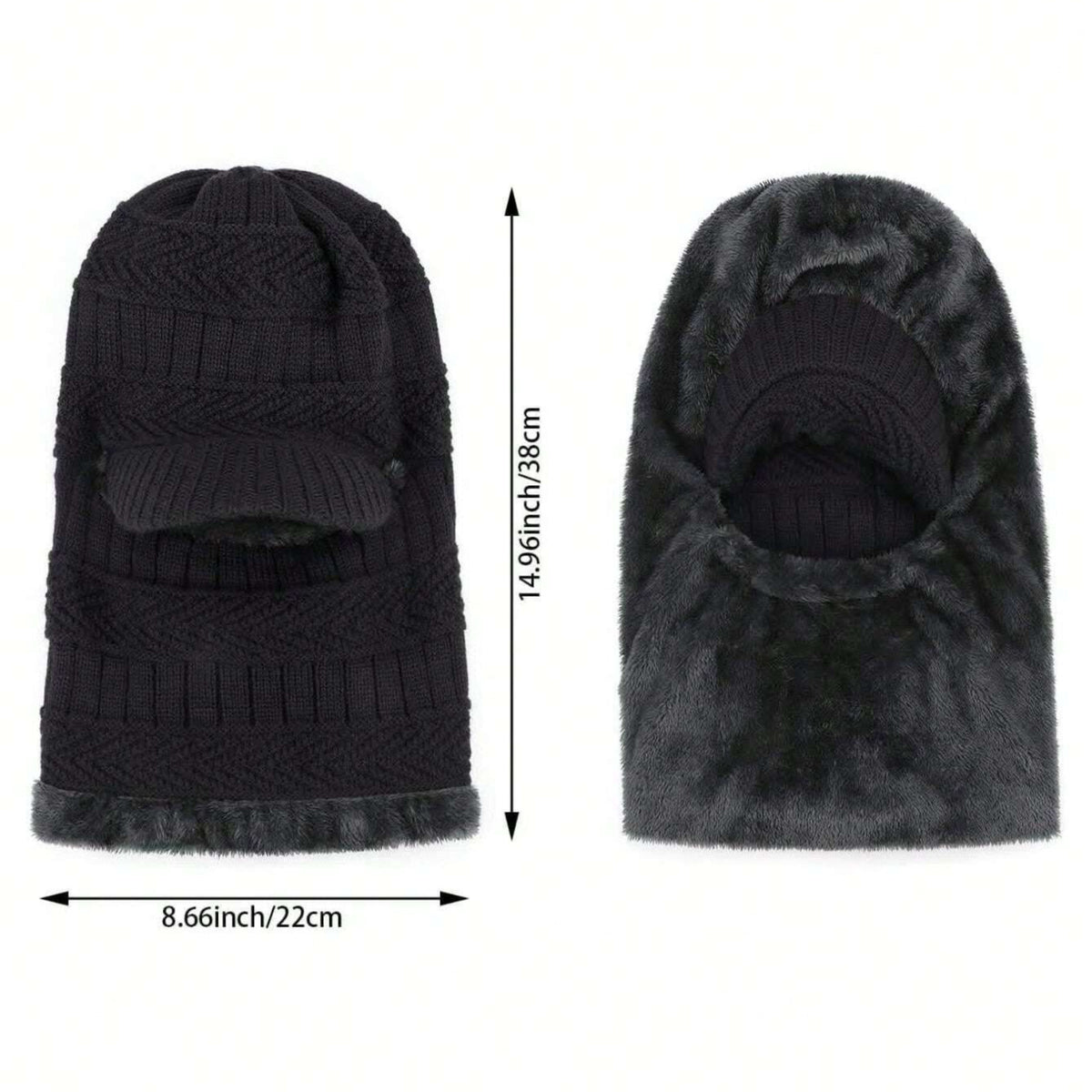 Winter Balaclava Beanie Hat Full Face Mask Windproof Fleece Hood - Warm Cap
