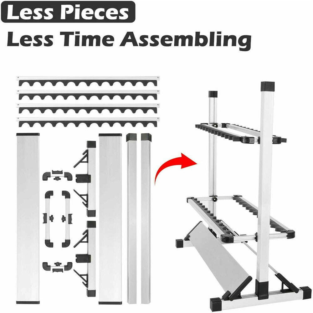 24 Rod Fishing Pole Holder Aluminum Alloy Stand Rack Storage Portable