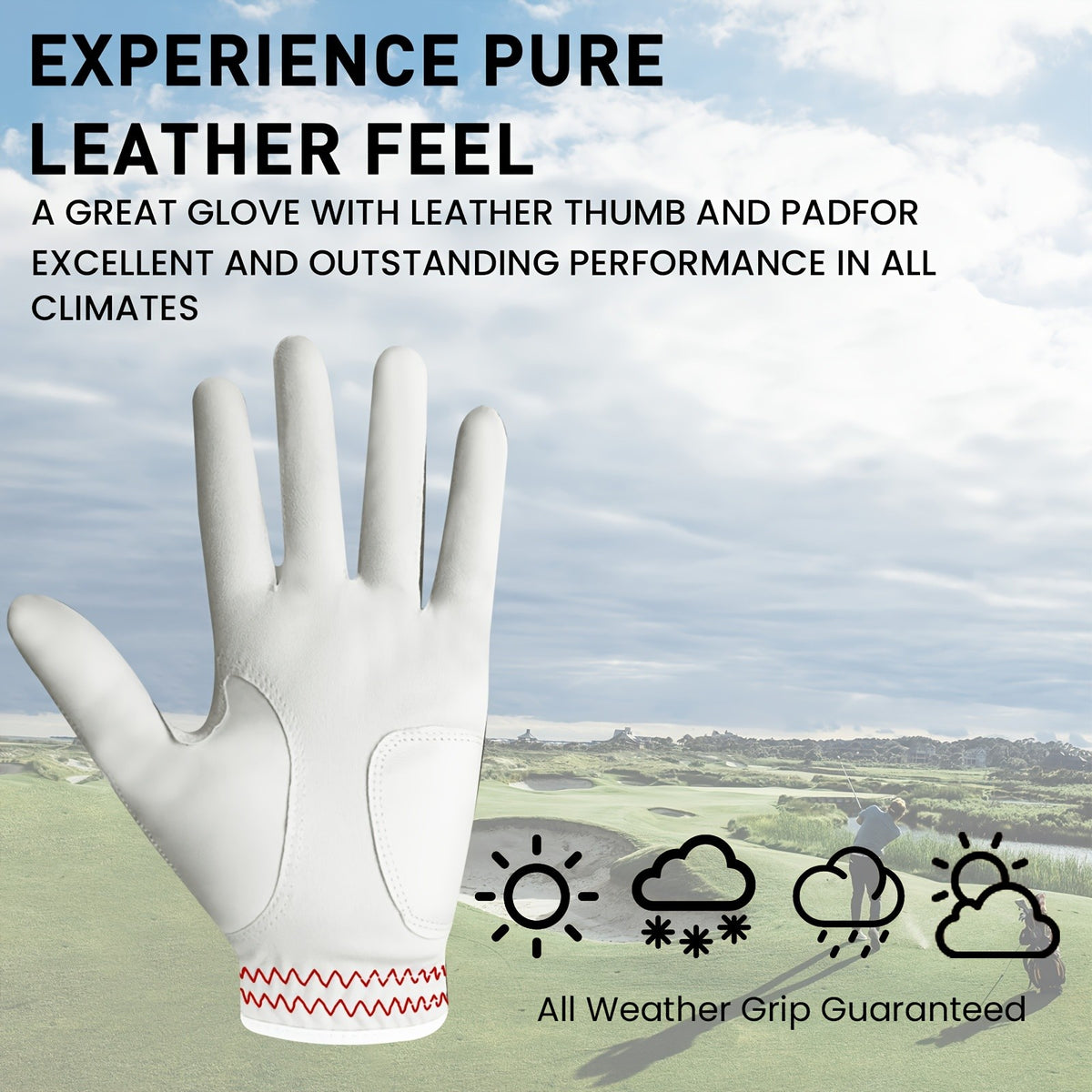 Golf Gloves Men Left Hand PU with Ball Marker 2 Pack All Weather Soft Grip